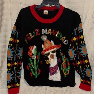 Holiday Time Black Festive Llama Sweater